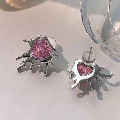 Rozā Rhinestone Neregulāra Zvaigžņu kulons Cirkona Mīlestība Sirds Auss Kaulu Spraude Sievietēm Meitenēm Moderns Punk Y2K Rotaslietas HUANZHI 2023 JAUNS