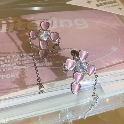 Rozā Rhinestone Neregulāra Zvaigžņu kulons Cirkona Mīlestība Sirds Auss Kaulu Spraude Sievietēm Meitenēm Moderns Punk Y2K Rotaslietas HUANZHI 2023 JAUNS