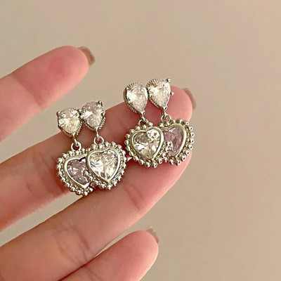 Rozā Rhinestone Neregulāra Zvaigžņu kulons Cirkona Mīlestība Sirds Auss Kaulu Spraude Sievietēm Meitenēm Moderns Punk Y2K Rotaslietas HUANZHI 2023 JAUNS