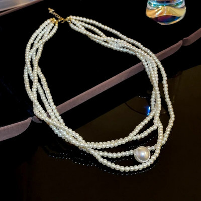 2022. gada franču vintage, vienkāršas, ikdienišķas simulētas pērļu krelles, sirds kulonu kaklarota, kaklarota ballītes rotaslietas