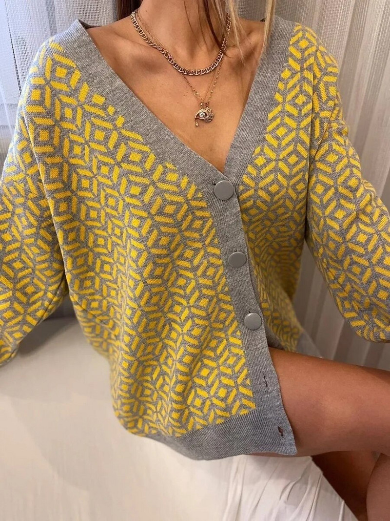 Sieviešu leopards rudens džemperis jaciņš, brīvi plankumaini dzīvnieku apdrukāti sieviešu ziemas eleganti džemperi ar vienrindu trikotāžas tops