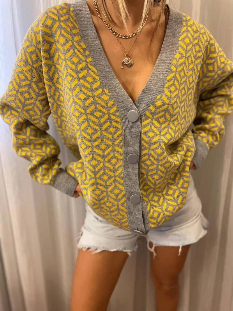 Sieviešu leopards rudens džemperis jaciņš, brīvi plankumaini dzīvnieku apdrukāti sieviešu ziemas eleganti džemperi ar vienrindu trikotāžas tops