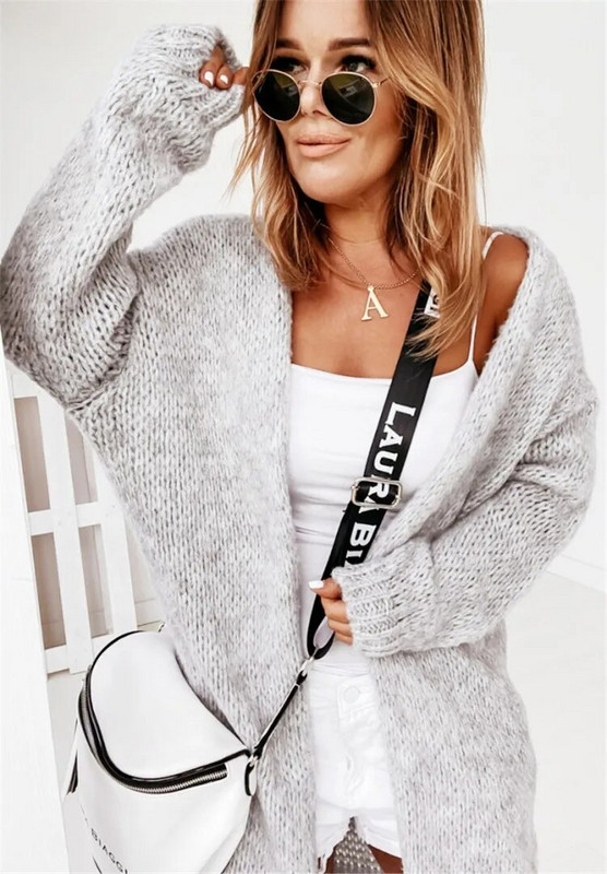 Sieviešu ikdienišķa balta gara jaka džemperi Ārdrēbes Rudens ziemas brīvs jakas Eleganta rozā Trikotāžas apģērbi Gilet Femme sievietēm