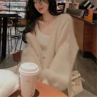 Naiste kampsun kardigan kevadsügis Täisvärviline V-kaelusega pikkade varrukatega üherealine ülaosa lahtised naisterõivad