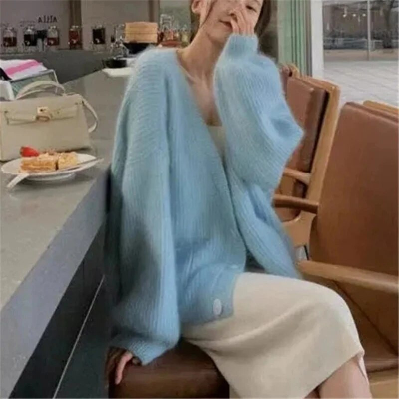 Naiste kampsun kardigan kevadsügis Täisvärviline V-kaelusega pikkade varrukatega üherealine ülaosa lahtised naisterõivad