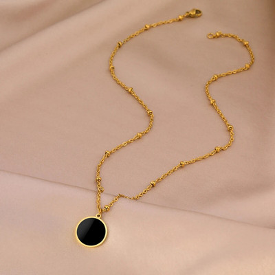 Nerūsējošā tērauda kaklarotas ģeometriski grezni elegance sirds apaļi kuloni atslēgas kaula ķēdes kaklarota sievietēm rotaslietas smalka dāvana