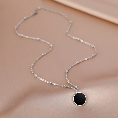 Nerūsējošā tērauda kaklarotas ģeometriski grezni elegance sirds apaļi kuloni atslēgas kaula ķēdes kaklarota sievietēm rotaslietas smalka dāvana