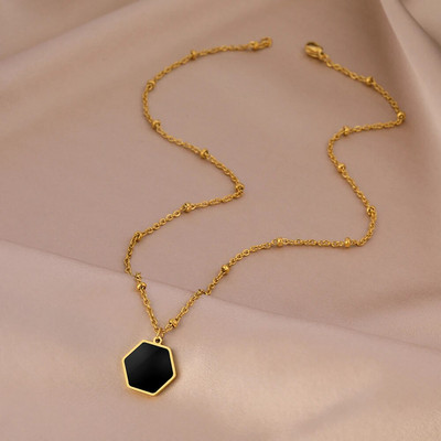 Nerūsējošā tērauda kaklarotas ģeometriski grezni elegance sirds apaļi kuloni atslēgas kaula ķēdes kaklarota sievietēm rotaslietas smalka dāvana