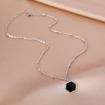 Nerūsējošā tērauda kaklarotas ģeometriski grezni elegance sirds apaļi kuloni atslēgas kaula ķēdes kaklarota sievietēm rotaslietas smalka dāvana