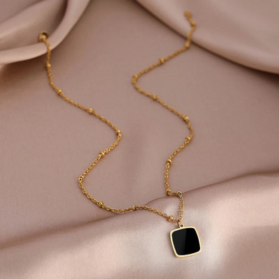 Nerūsējošā tērauda kaklarotas ģeometriski grezni elegance sirds apaļi kuloni atslēgas kaula ķēdes kaklarota sievietēm rotaslietas smalka dāvana