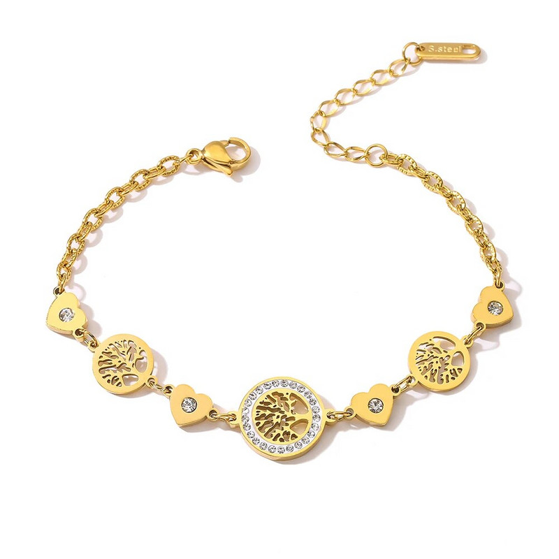 NEWBUY 2023 kuum allahindlus kullavärvi 316L roostevabast terasest ketiga käevõrud mitmekihilised elupuust südamekäevõrud naiste pulmajuveelid