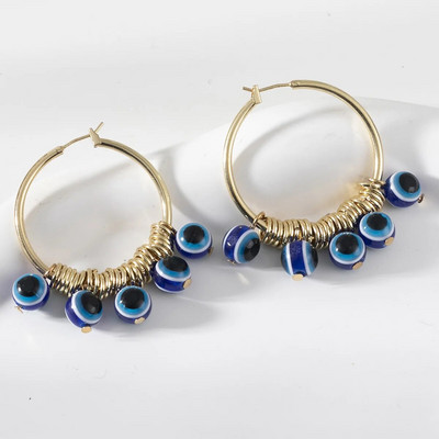 Vintage Evil Eye zelta krāsas auskari sievietēm ģeometriski vienkārši pārspīlēti etniskā stila skropstas auskari Joyero Brincos