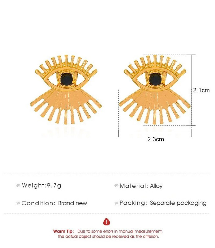 Vintage Evil Eye zelta krāsas auskari sievietēm ģeometriski vienkārši pārspīlēti etniskā stila skropstas auskari Joyero Brincos