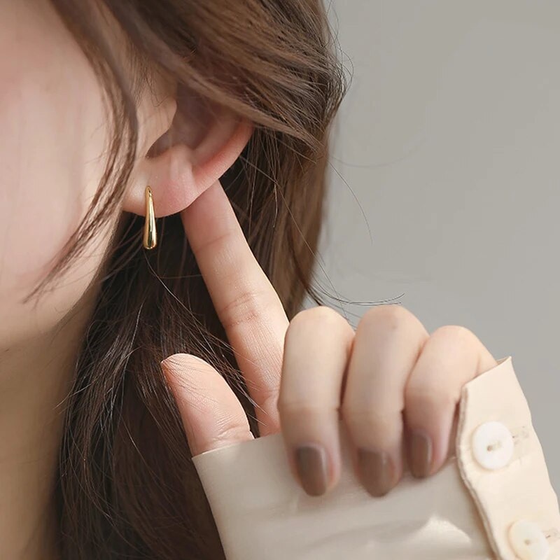 Foxanry minimālisma sudraba krāsas auskari sievietēm Moderni, eleganti, rozā zeltīti līgavas rotaslietas, kas novērš alerģiju