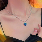 Jauna temperatūras maiņas kaklarota sievietēm, meitenēm, modes mīlestība, sirds kulonu kaklarota, kaklasiksnas kaula ķēde, rotaslietas dāvanas