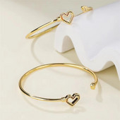 Komplekts krāsains dārgakmeņu rokassprādzes rotaslietas sievietēm dubultā sirds formā ar atvērumu regulējama rokassprādze saderināšanās modes rotaslietas