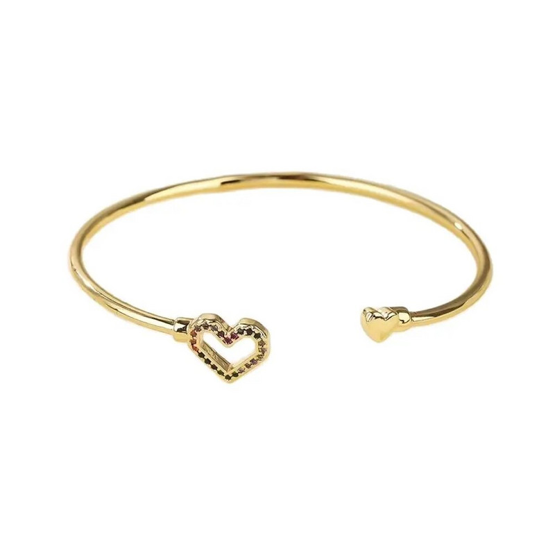 Komplekts krāsains dārgakmeņu rokassprādzes rotaslietas sievietēm dubultā sirds formā ar atvērumu regulējama rokassprādze saderināšanās modes rotaslietas