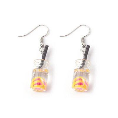 12 stilių Mieli pieno arbatos vaisiai akrilo dervos pakabukai kabantys auskarai moterims Juokingi sulčių gėrimų butelis Brincos didmeninė dovana