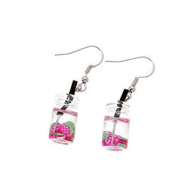 12 stilių Mieli pieno arbatos vaisiai akrilo dervos pakabukai kabantys auskarai moterims Juokingi sulčių gėrimų butelis Brincos didmeninė dovana