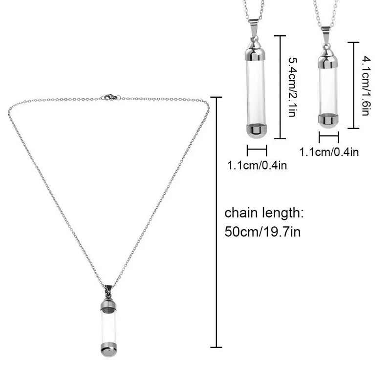 Κολιέ με διαφανές γυάλινο φιαλίδιο Ανοιγόμενο βιδωτό καπάκι για στάχτη άμμο χαλύβδινη αλυσίδα ευχών Μπουκάλι κρεμαστό Άρωμα Βαζάκια Κολιέ Γούρι