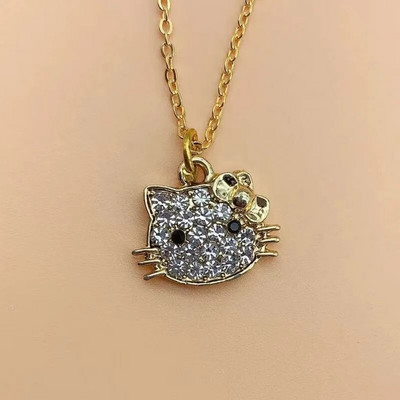 Jauka multfilmu kaķenīte Sanrio Anime bērnu ķēdes kaklarotas Jauka, doba kaķēna kristāla kaklarota sievietēm, meitenēm dzimšanas dienā