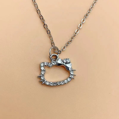 Jauka multfilmu kaķenīte Sanrio Anime bērnu ķēdes kaklarotas Jauka, doba kaķēna kristāla kaklarota sievietēm, meitenēm dzimšanas dienā