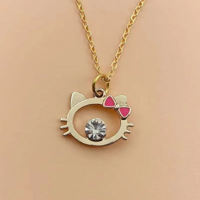 Jauka multfilmu kaķenīte Sanrio Anime bērnu ķēdes kaklarotas Jauka, doba kaķēna kristāla kaklarota sievietēm, meitenēm dzimšanas dienā
