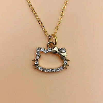 Jauka multfilmu kaķenīte Sanrio Anime bērnu ķēdes kaklarotas Jauka, doba kaķēna kristāla kaklarota sievietēm, meitenēm dzimšanas dienā