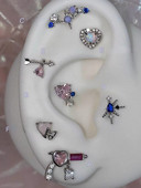 1 PC Armas armas armastussüda Cupid Butterfly Star Cross Stud kõrvarõngad Peen roosad sinised kivist kõrvarõngad naistele Y2k ehted