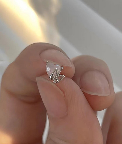 1 PC Armas armas armastussüda Cupid Butterfly Star Cross Stud kõrvarõngad Peen roosad sinised kivist kõrvarõngad naistele Y2k ehted