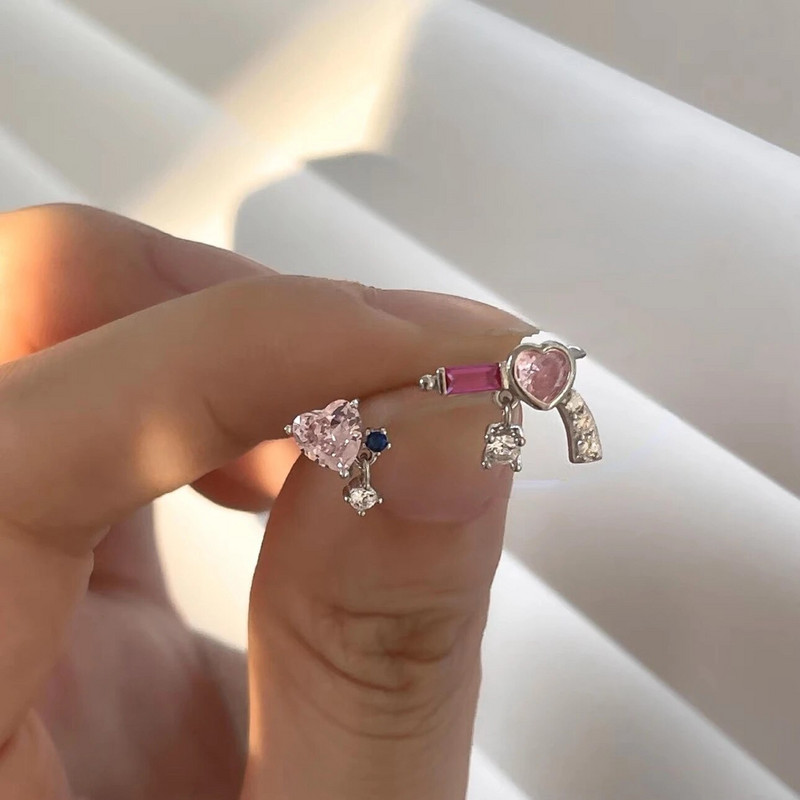1 PC Armas armas armastussüda Cupid Butterfly Star Cross Stud kõrvarõngad Peen roosad sinised kivist kõrvarõngad naistele Y2k ehted