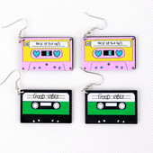 Jauki 90. gadu labākie burtu kasešu lentes akrila auskari sievietēm Vintage ierakstu kvadrātveida lentes karājas auskari smieklīgi rotaslietas