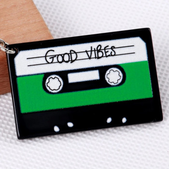 Cute Best of the 90s Letter Tape Cassette Ακρυλικά σκουλαρίκια για γυναίκες Vintage δίσκος Τετράγωνη ταινία Κουνιέται σκουλαρίκι Αστεία κοσμήματα