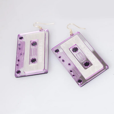 Jauki 90. gadu labākie burtu kasešu lentes akrila auskari sievietēm Vintage ierakstu kvadrātveida lentes karājas auskari smieklīgi rotaslietas