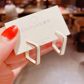 Vintage balti melni emaljas kvadrātveida auskari sievietēm temperaments salda tendence ģeometrija auss modes rotaslietas meitenei