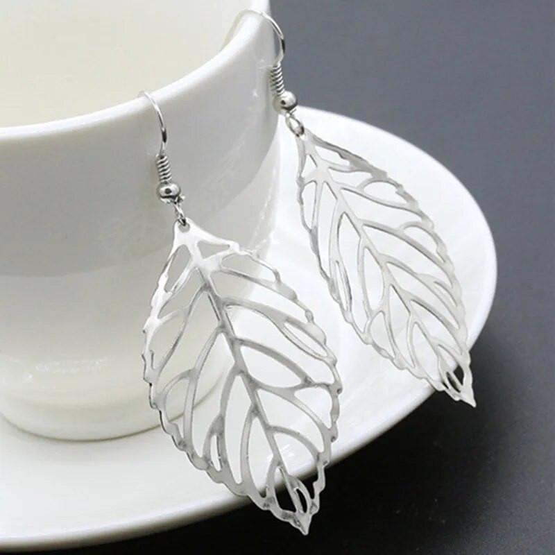 Brincos Dangle Vintage Bohemia gari, lieli dobi lapu auskari sievietēm, kāzu rotaslietas dāvanu aksesuāri Pendientes