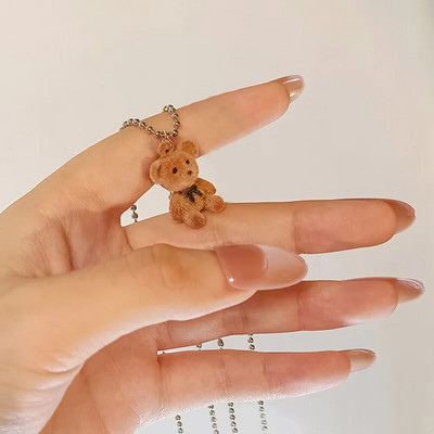 Korea mood armas plüüskaru ripats naiste kaelakee tüdrukutele naiste karukett kaelakeed jõulupeo ehete komplekt