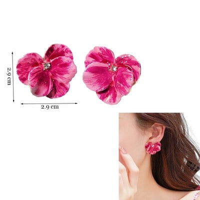 Korea moevärvilised emailitud lilledega kõrvarõngad naistele aksessuaarid tumeroosa tilkkõrvarõngas Vintage Pendientes Mariage kõrvarõngad