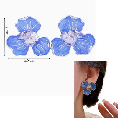 Korea moevärvilised emailitud lilledega kõrvarõngad naistele aksessuaarid tumeroosa tilkkõrvarõngas Vintage Pendientes Mariage kõrvarõngad