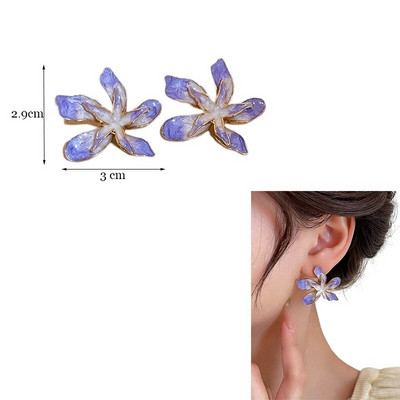Korea moevärvilised emailitud lilledega kõrvarõngad naistele aksessuaarid tumeroosa tilkkõrvarõngas Vintage Pendientes Mariage kõrvarõngad