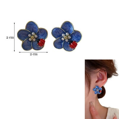 Korea moevärvilised emailitud lilledega kõrvarõngad naistele aksessuaarid tumeroosa tilkkõrvarõngas Vintage Pendientes Mariage kõrvarõngad
