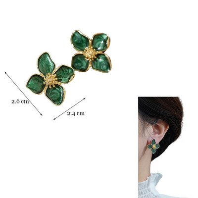 Korea moevärvilised emailitud lilledega kõrvarõngad naistele aksessuaarid tumeroosa tilkkõrvarõngas Vintage Pendientes Mariage kõrvarõngad