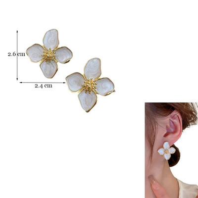 Korea moevärvilised emailitud lilledega kõrvarõngad naistele aksessuaarid tumeroosa tilkkõrvarõngas Vintage Pendientes Mariage kõrvarõngad