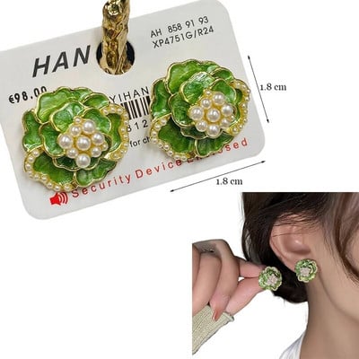 Korea moevärvilised emailitud lilledega kõrvarõngad naistele aksessuaarid tumeroosa tilkkõrvarõngas Vintage Pendientes Mariage kõrvarõngad