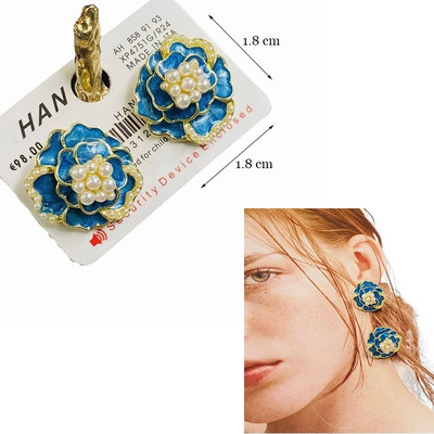 Korea moevärvilised emailitud lilledega kõrvarõngad naistele aksessuaarid tumeroosa tilkkõrvarõngas Vintage Pendientes Mariage kõrvarõngad