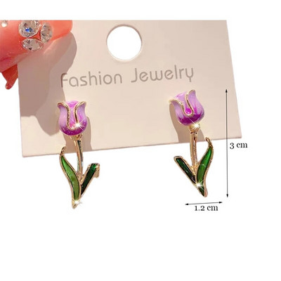 Korea moevärvilised emailitud lilledega kõrvarõngad naistele aksessuaarid tumeroosa tilkkõrvarõngas Vintage Pendientes Mariage kõrvarõngad