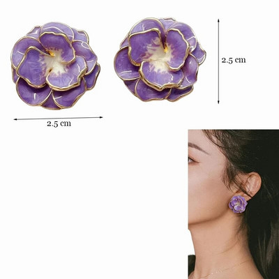 Korea moevärvilised emailitud lilledega kõrvarõngad naistele aksessuaarid tumeroosa tilkkõrvarõngas Vintage Pendientes Mariage kõrvarõngad
