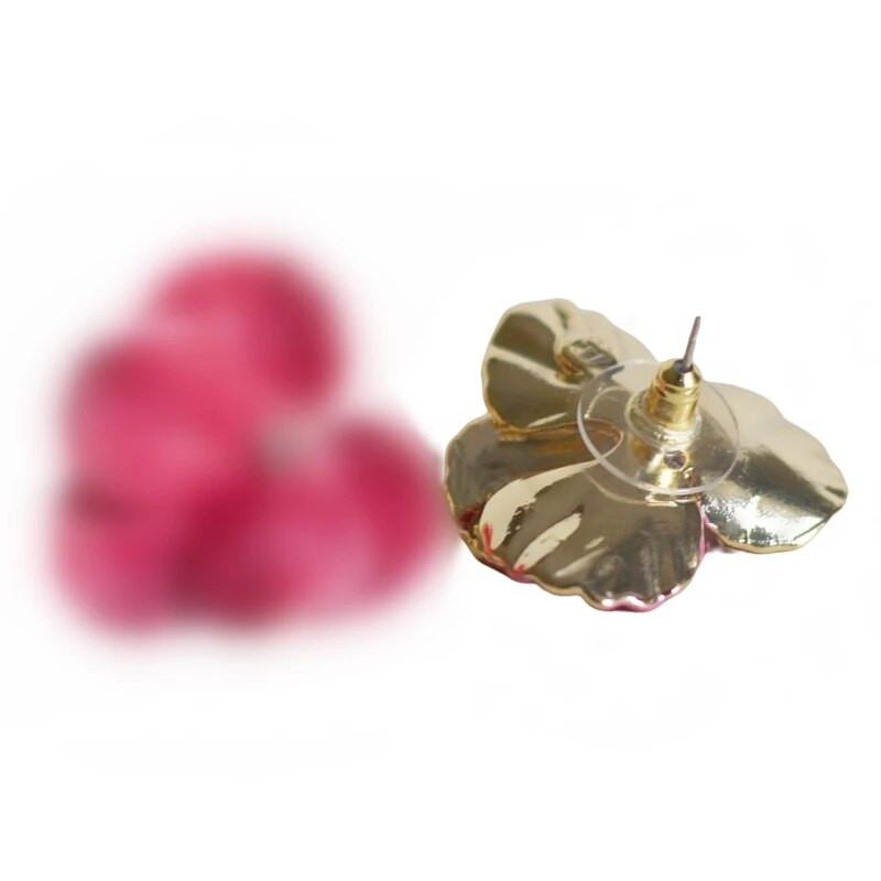 Korea moevärvilised emailitud lilledega kõrvarõngad naistele aksessuaarid tumeroosa tilkkõrvarõngas Vintage Pendientes Mariage kõrvarõngad