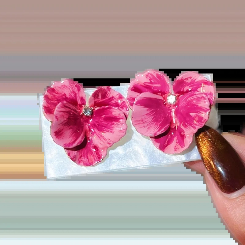 Korea moevärvilised emailitud lilledega kõrvarõngad naistele aksessuaarid tumeroosa tilkkõrvarõngas Vintage Pendientes Mariage kõrvarõngad