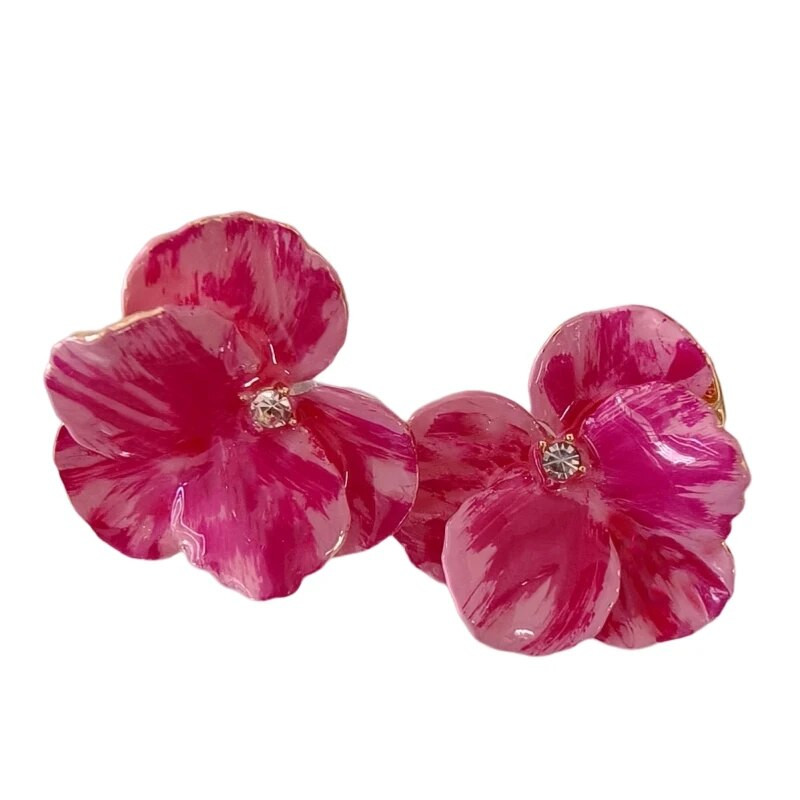 Korea moevärvilised emailitud lilledega kõrvarõngad naistele aksessuaarid tumeroosa tilkkõrvarõngas Vintage Pendientes Mariage kõrvarõngad